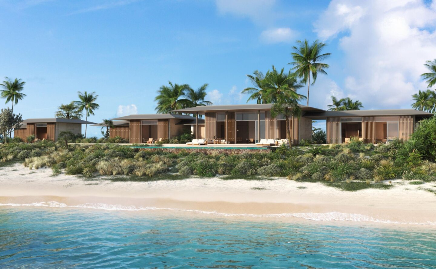 Amancaya The Bahamas private island luxury resort with beachfront villas, turquoise waters, and lush tropical surroundings